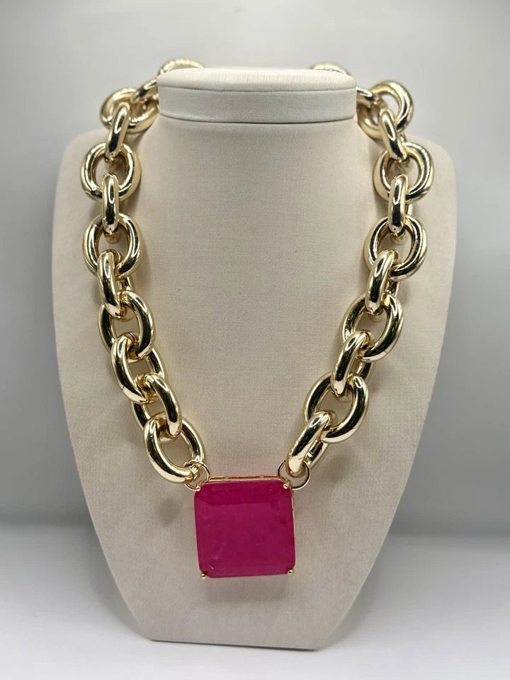 Ruby Glow Chain Necklace