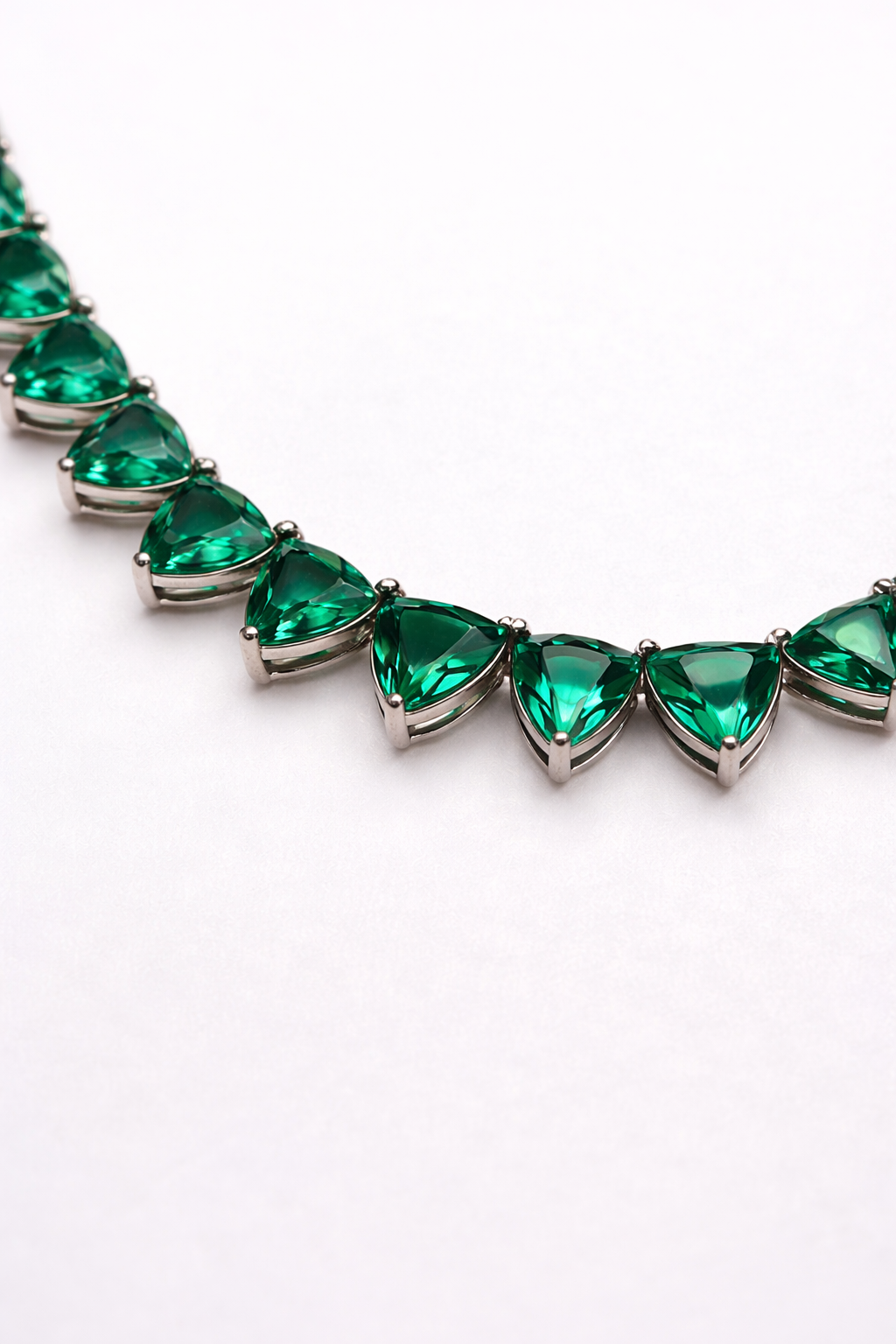 Emerald green triangle crystal necklace