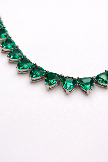 Emerald green triangle crystal necklace