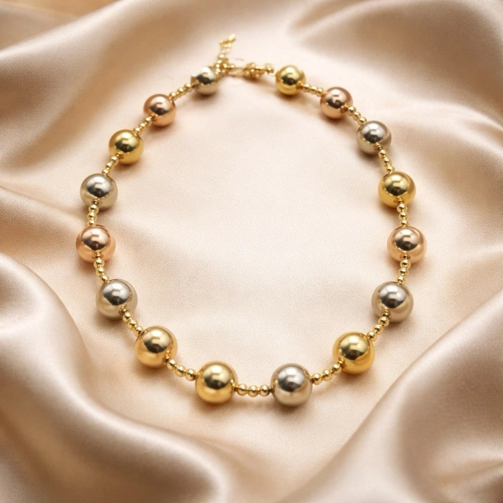 Golden Orbit Bead Necklace
