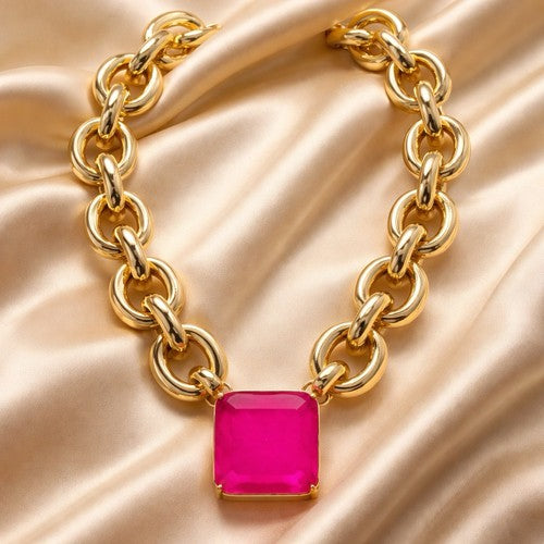 Ruby Glow Chain Necklace