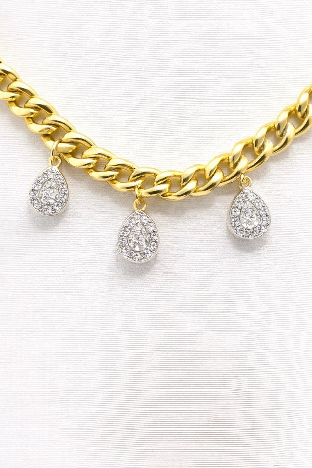 Golden Crystal Charm Necklace
