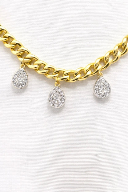 Golden Crystal Charm Necklace