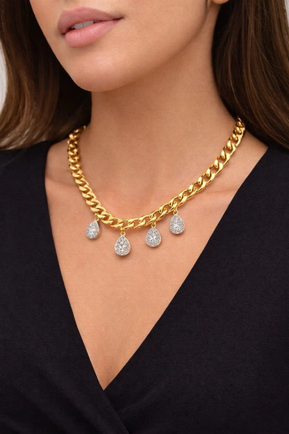 Golden Crystal Charm Necklace